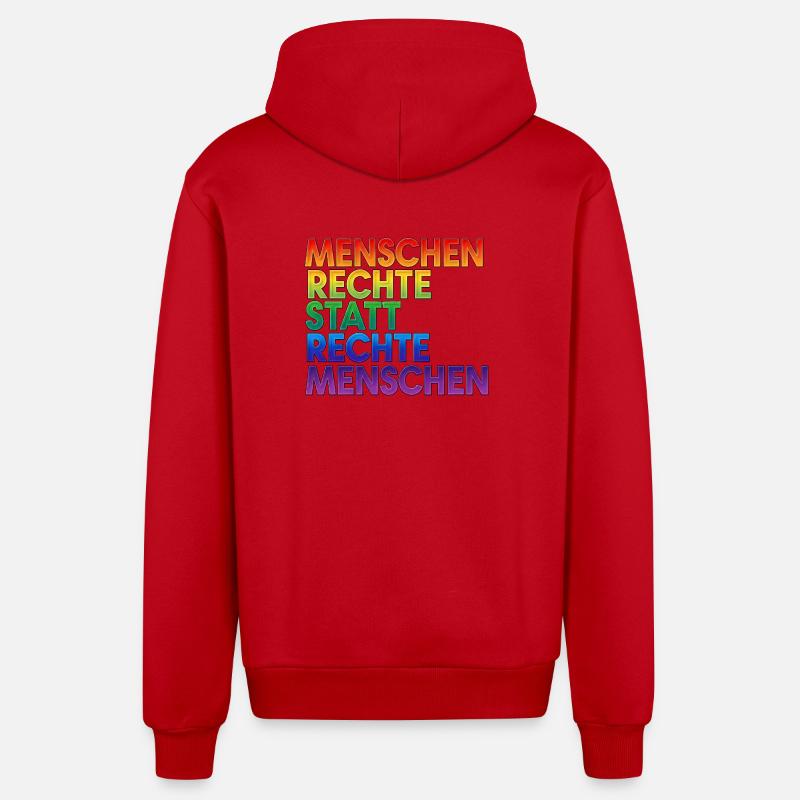 Regenbogen Statement Spruch Menschenrechte - Organic Relaxed Kapuzenjacke Made in EU - Rot