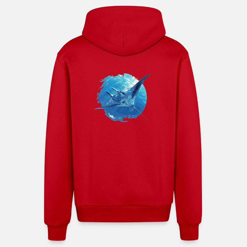 Rochen Mantarochen - Organic Relaxed Kapuzenjacke Made in EU - Rot