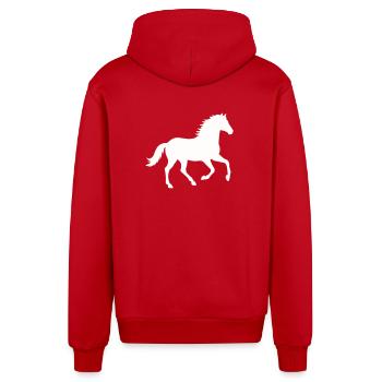Silhouette eines wilden Pferdes - Organic Relaxed Kapuzenjacke Made in EU - Rot - Hinten
