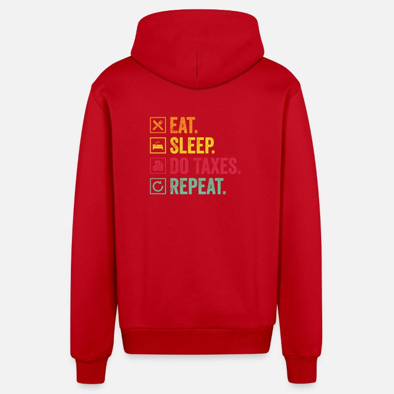 Manger Contrôle du sommeil Répéter - Veste à capuche bio décontractée fabriquée en UE - rouge