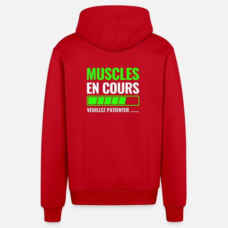 Muscles en cours veuillez patienter - Veste à capuche bio décontractée fabriquée en UE - rouge