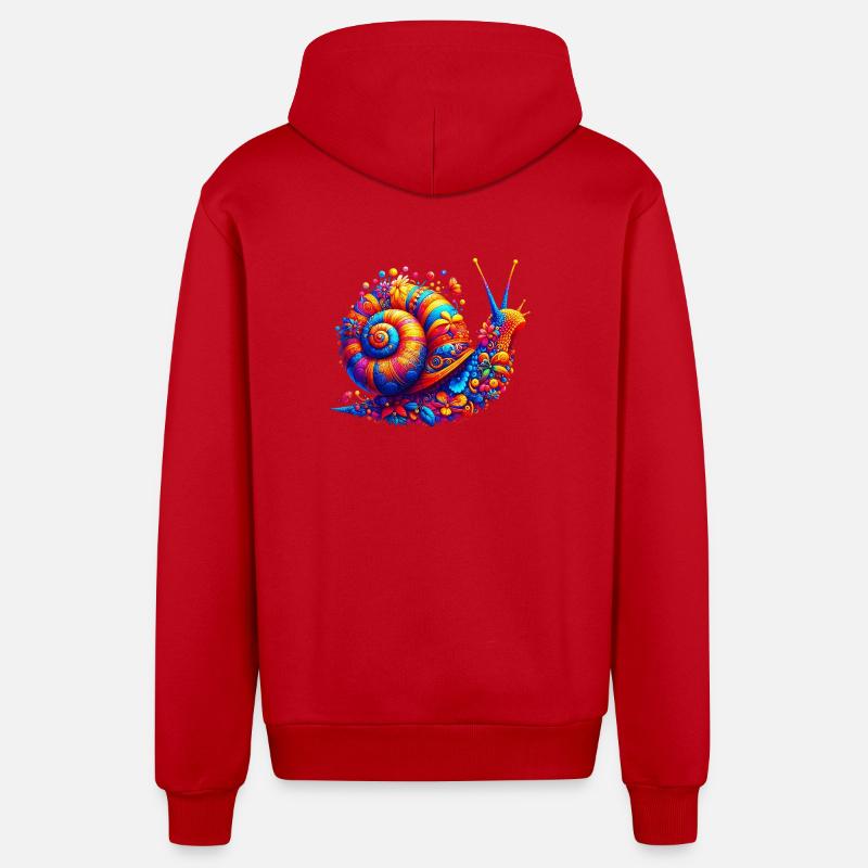 Escargot - Veste à capuche bio décontractée fabriquée en UE - rouge