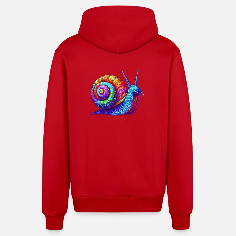Escargot - Veste à capuche bio décontractée fabriquée en UE - rouge