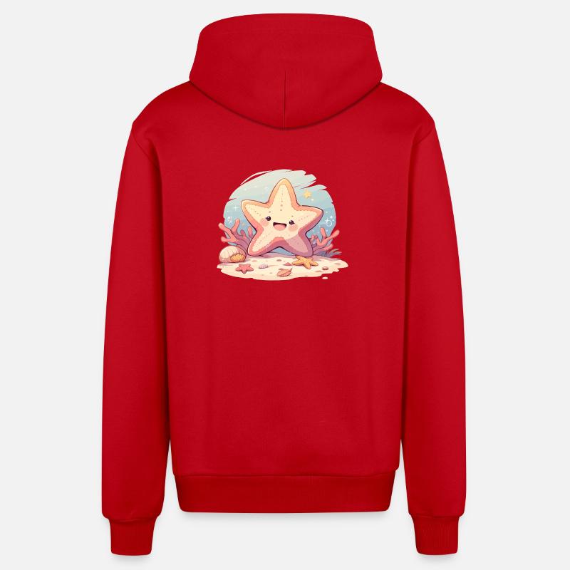 Étoile de mer Étoile de mer - Veste à capuche bio décontractée fabriquée en UE - rouge