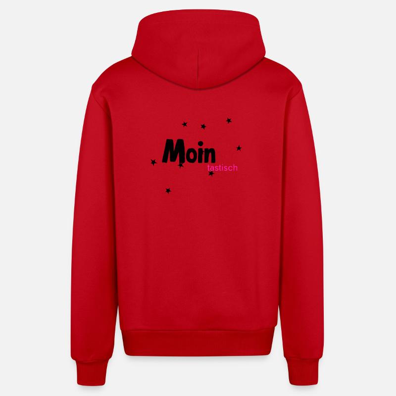 MOINtastic Lettrage rose fluo - Veste à capuche bio décontractée fabriquée en UE - rouge