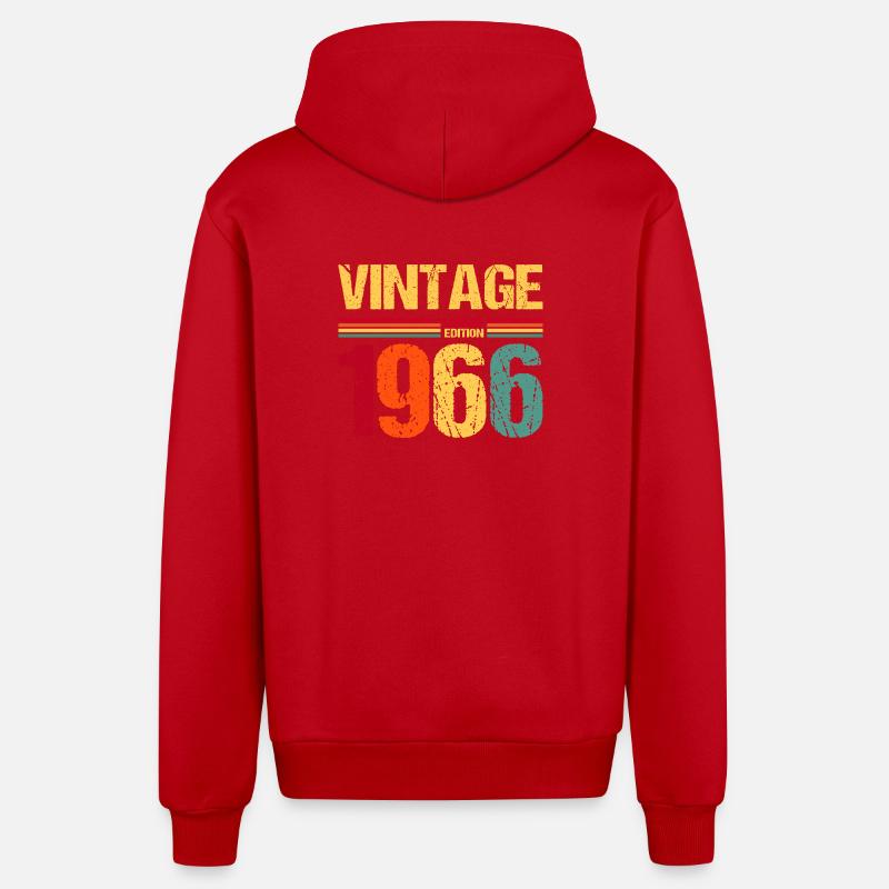 1966 Né 60e anniversaire - Veste à capuche bio décontractée fabriquée en UE - rouge