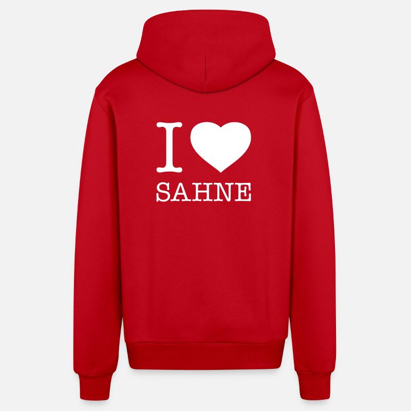 J’adore la crème - Veste à capuche bio décontractée fabriquée en UE - rouge