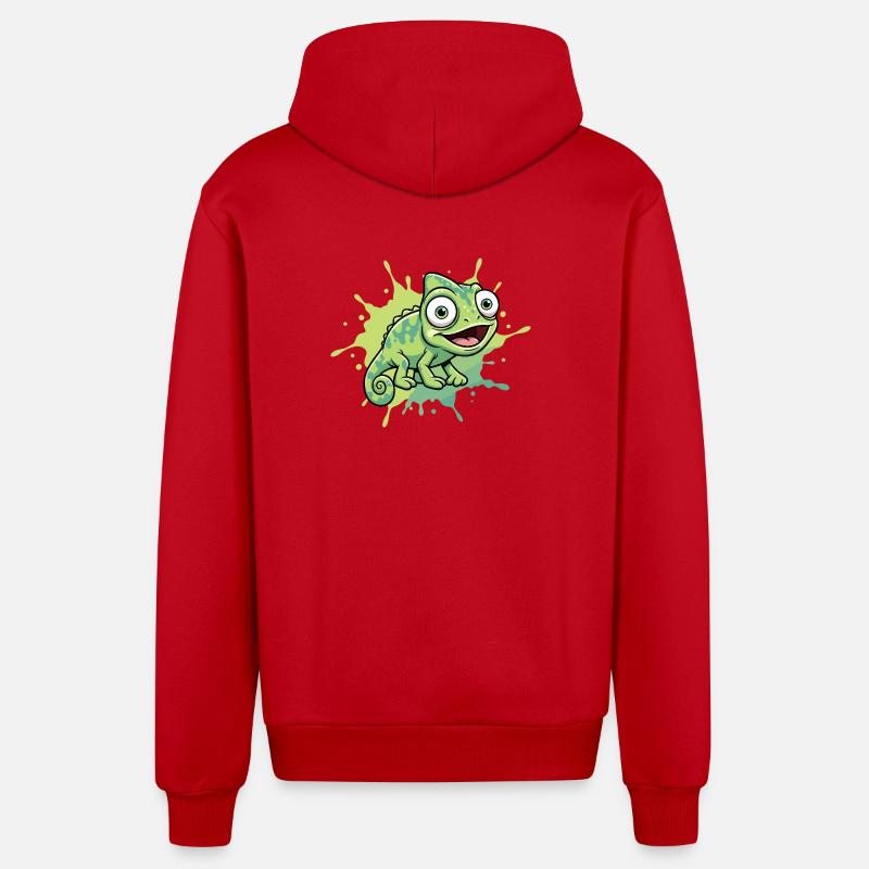 Joyeuse éclaboussure caméléon - Veste à capuche bio décontractée fabriquée en UE - rouge