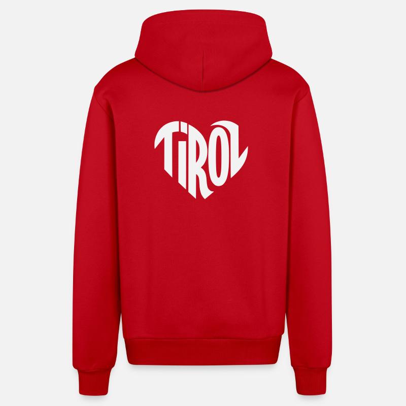 Tirol Herz Typografie - Organic Relaxed Kapuzenjacke Made in EU - Rot