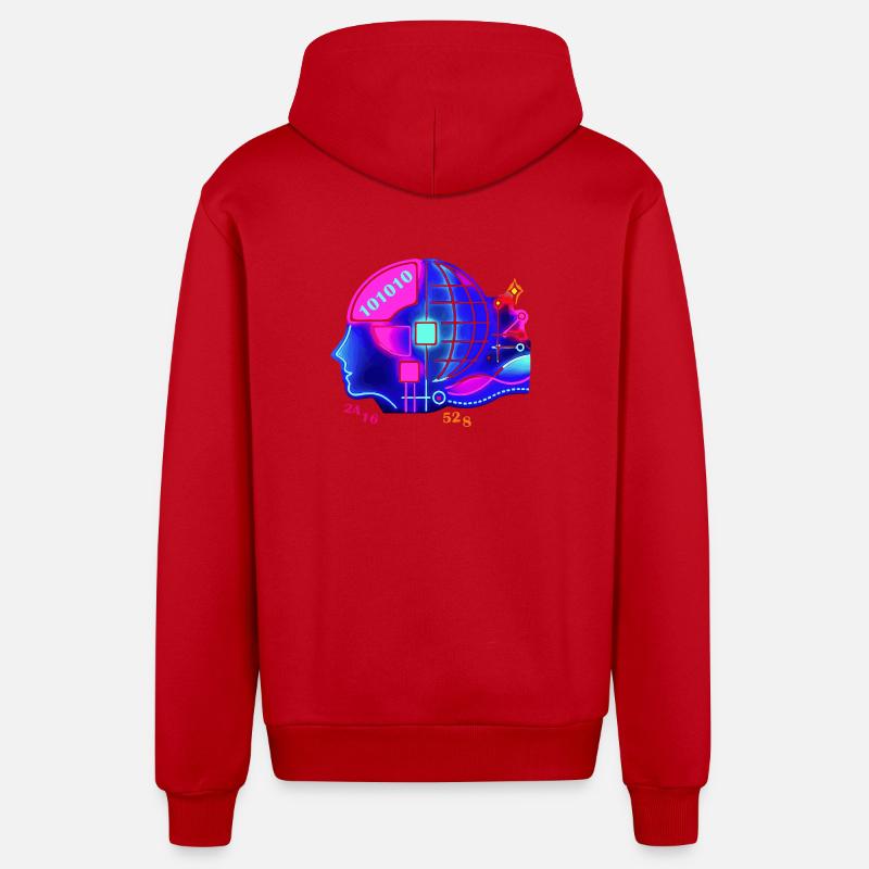 Merging AI and human intelligence - Organic Relaxed Hooded Jacket Made in EU - red