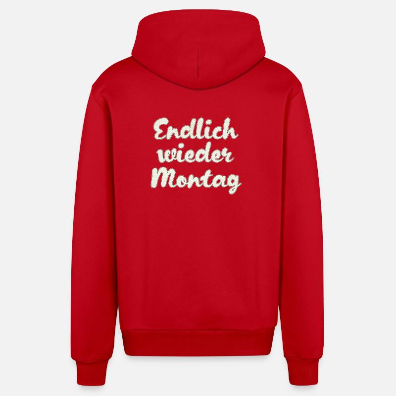 Finally Monday again - Organic Relaxed Hooded Jacket Made in EU - red