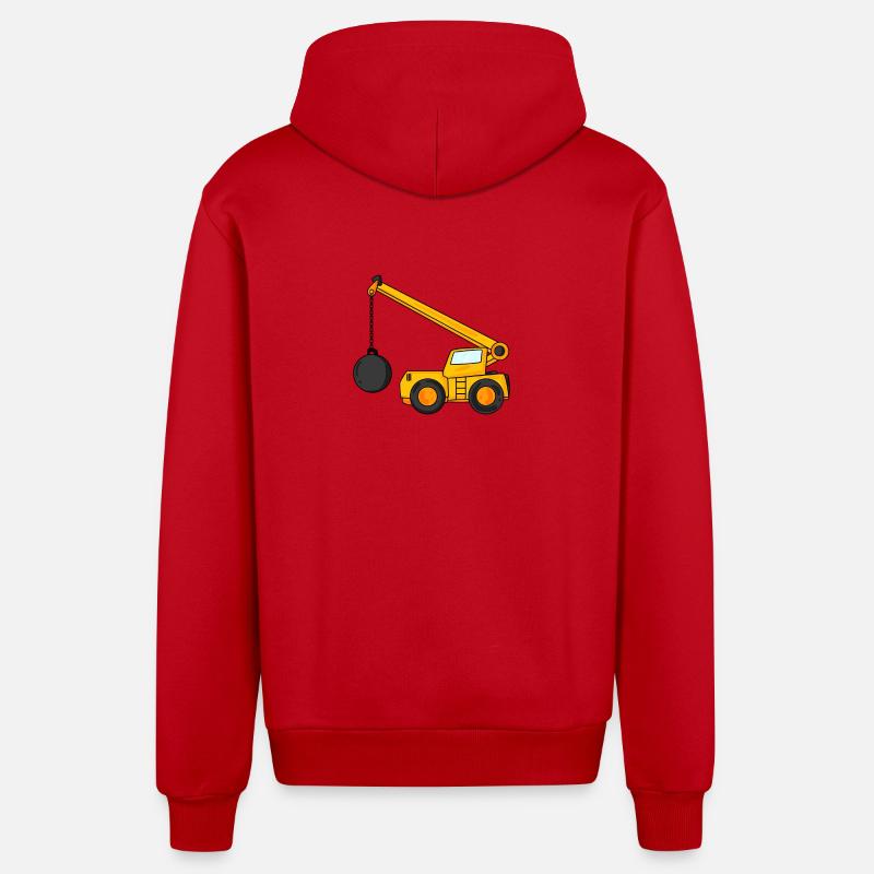 Grue de démolition - Veste à capuche bio décontractée fabriquée en UE - rouge