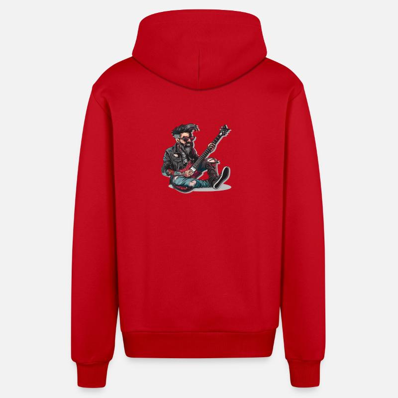 Rock - Rock and Roll - Organic Relaxed Hooded Jacket Made in EU - red
