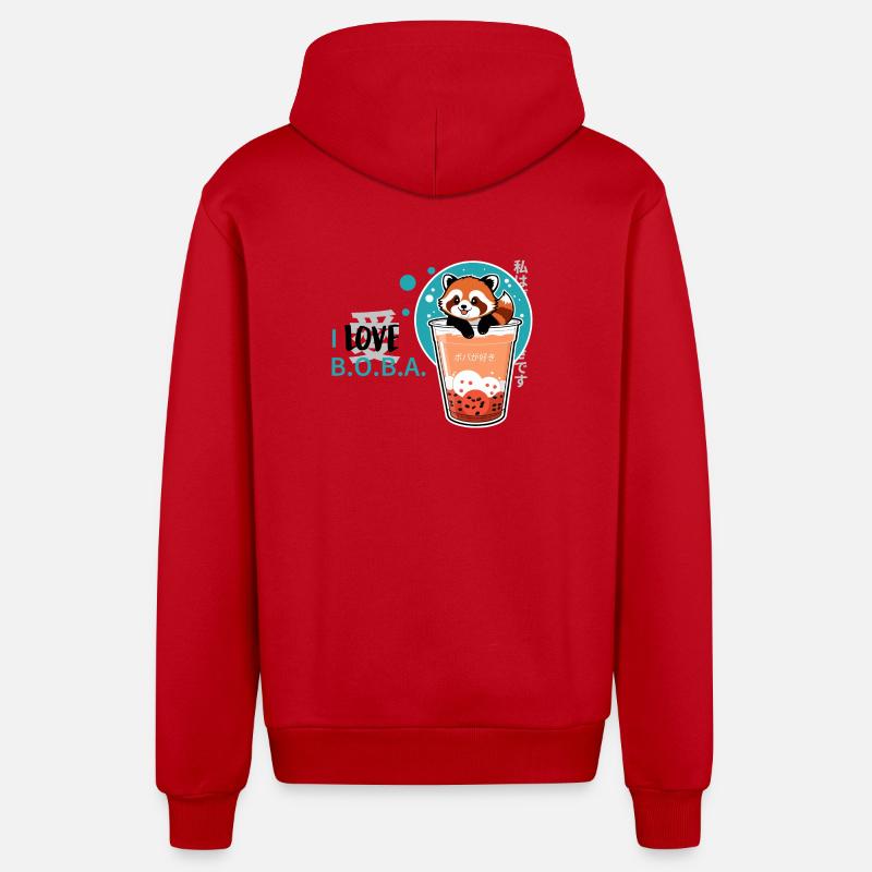 j’adore Boba - Veste à capuche bio décontractée fabriquée en UE - rouge