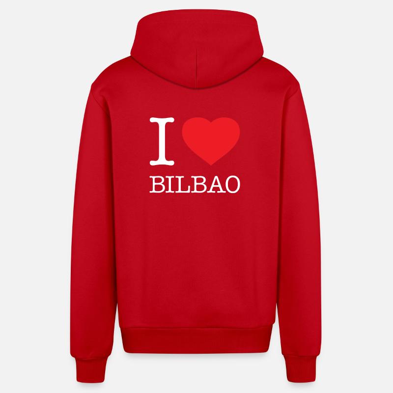 J’AIME BILBAO Espagne Espagnol - Veste à capuche bio décontractée fabriquée en UE - rouge