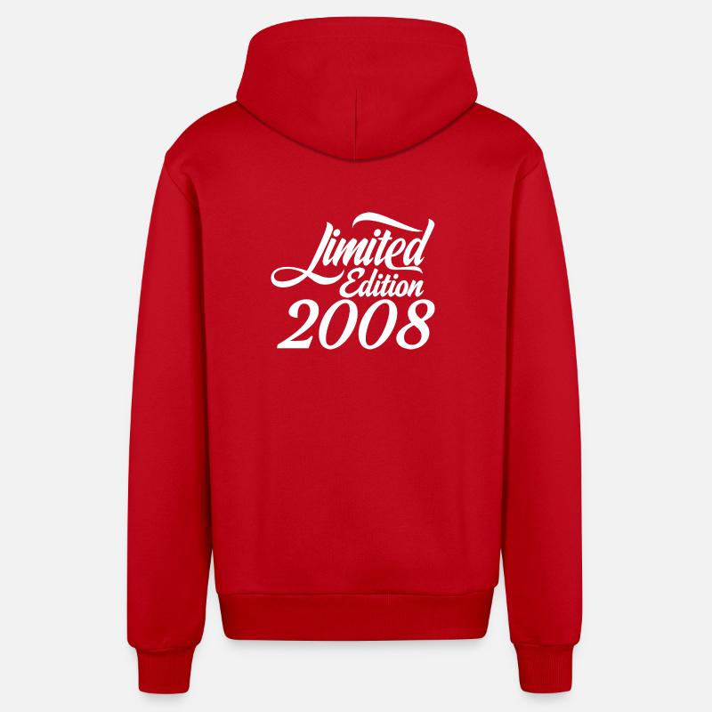 Édition limitée 2008 Lettrage rétro - Veste à capuche bio décontractée fabriquée en UE - rouge