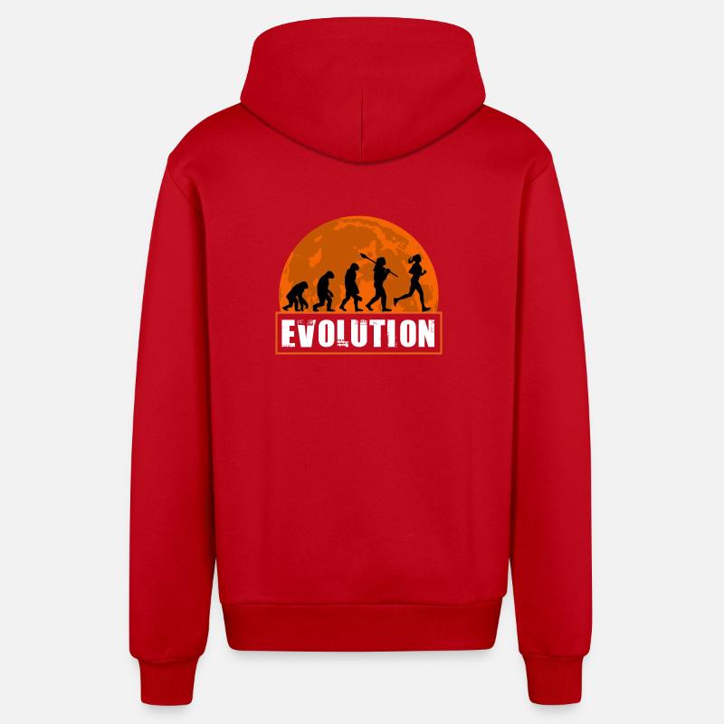 Running Evolution Running Girl Marathon Runner - Organic Relaxed Kapuzenjacke Made in EU - Rot