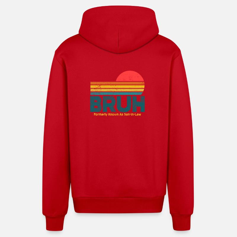 Bruh Sunset Retro Meme Design - Veste à capuche bio décontractée fabriquée en UE - rouge