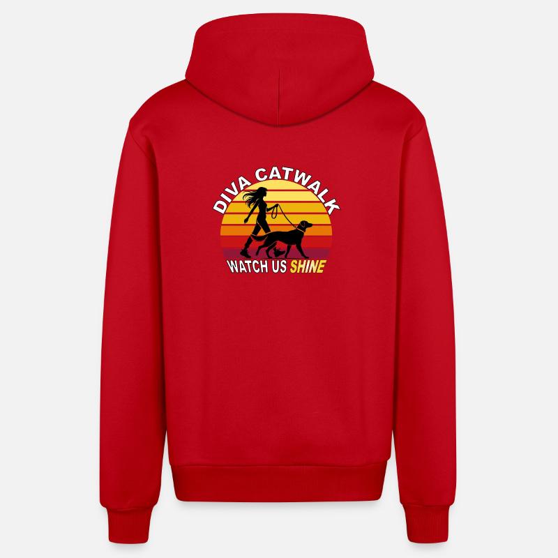 Diva Catwalk - Watch Us Shine Retro - Organic Relaxed Kapuzenjacke Made in EU - Rot