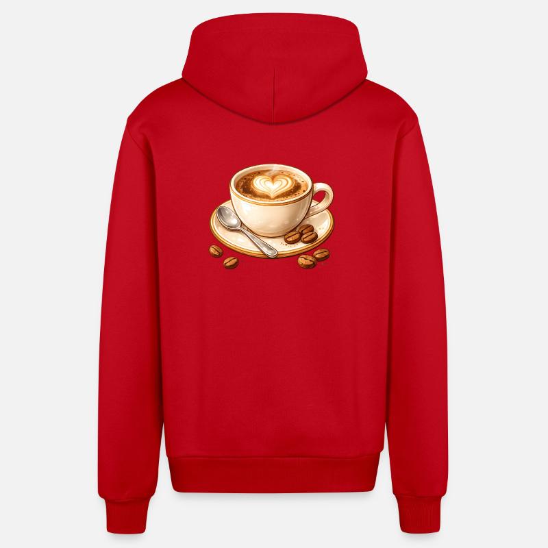 Illustration au café avec cœur - Veste à capuche bio décontractée fabriquée en UE - rouge