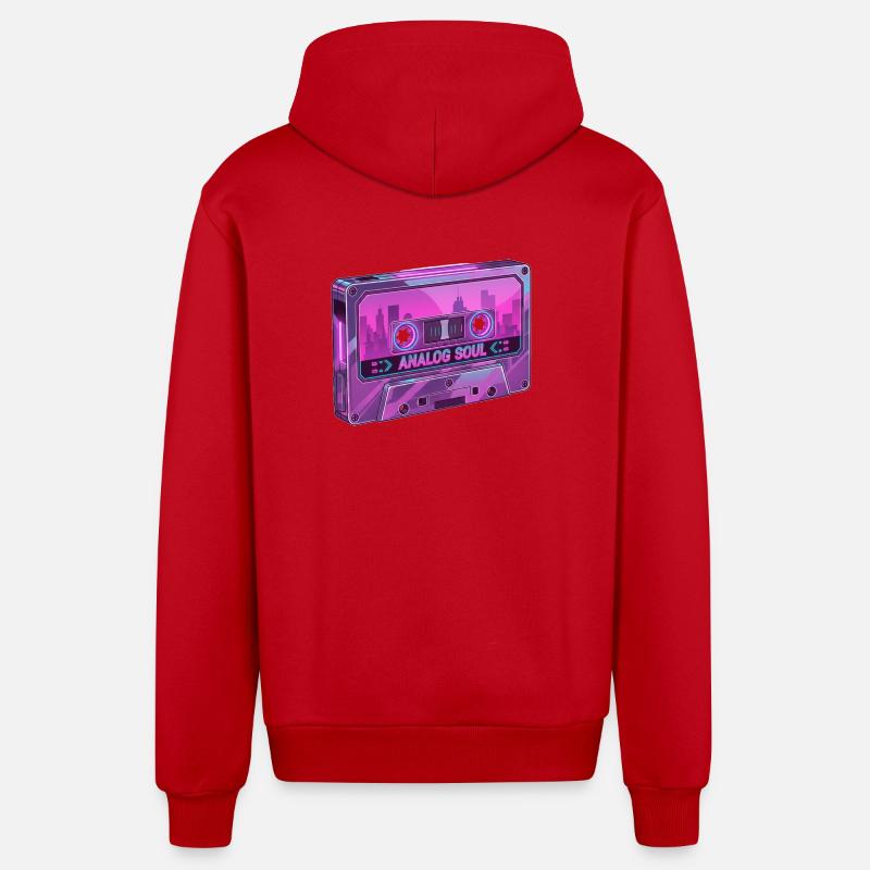 Retro Analog Soul Chrome Cassette Synthwave - Veste à capuche bio décontractée fabriquée en UE - rouge