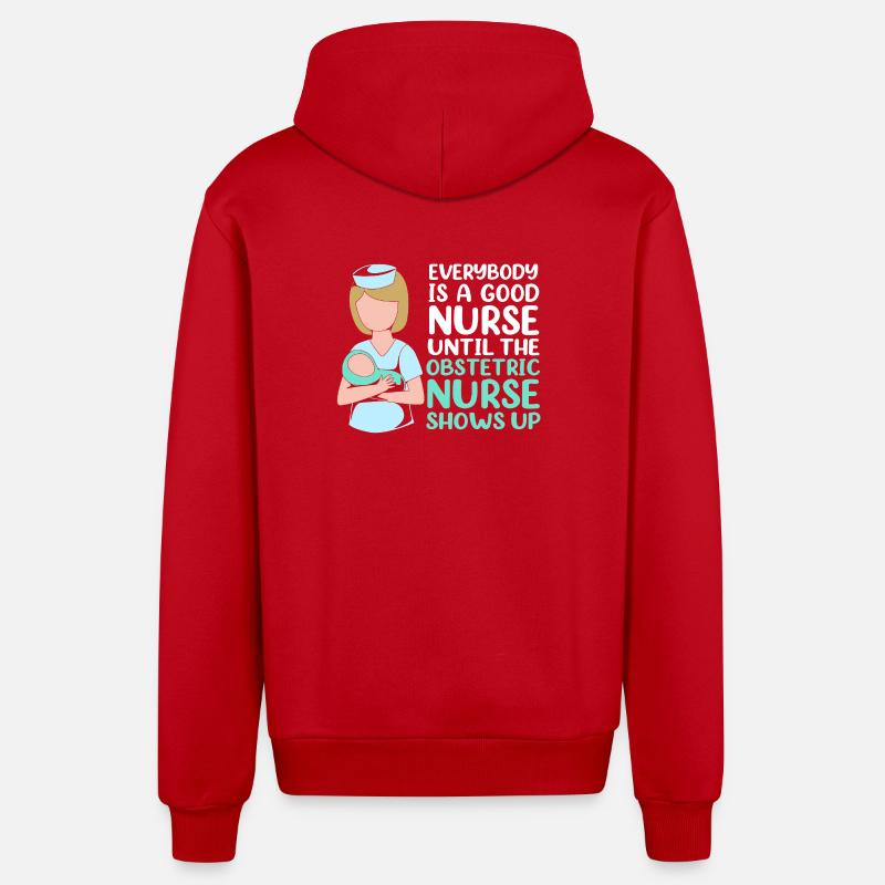 Krankenschwester Schwangerschaft Krankenhaus - Organic Relaxed Kapuzenjacke Made in EU - Rot
