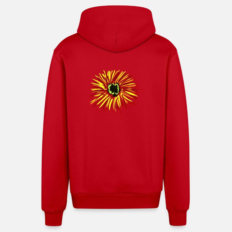 Fleurs Fleurs Fleurs - Veste à capuche bio décontractée fabriquée en UE - rouge