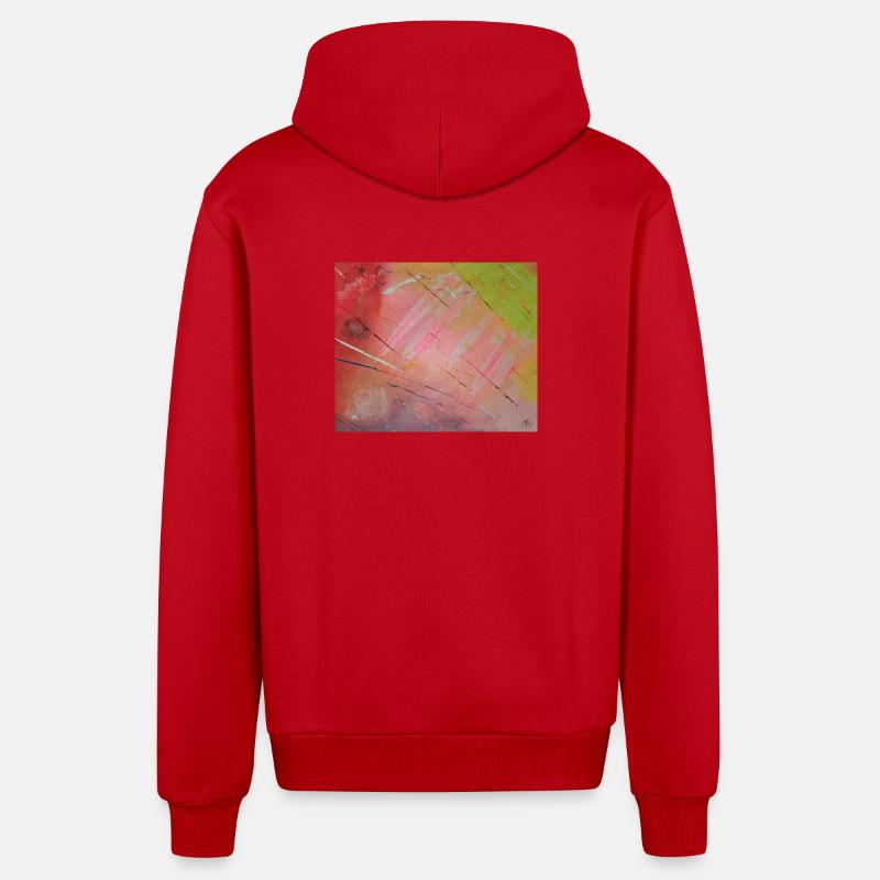 Néon Diagonale Abstrait - Veste à capuche bio décontractée fabriquée en UE - rouge