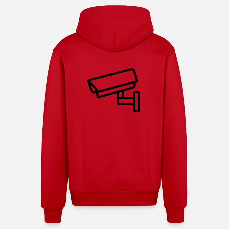 caméra - Veste à capuche bio décontractée fabriquée en UE - rouge