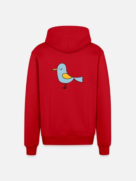 oiseau - Veste à capuche bio décontractée fabriquée en UE - rouge