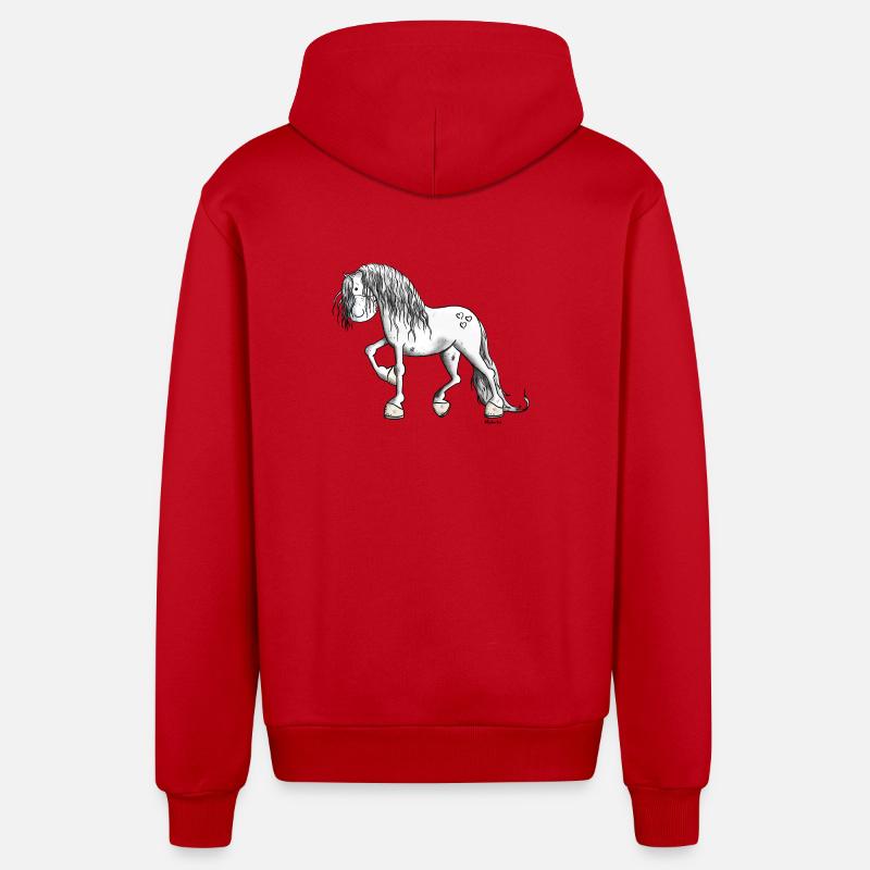 Mignon Cheval Blanc - Veste à capuche bio décontractée fabriquée en UE - rouge