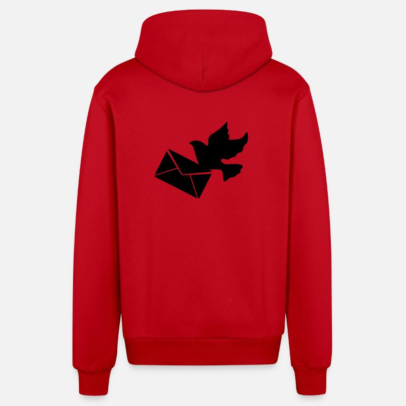 Pigeon voyageur avec une lettre - Veste à capuche bio décontractée fabriquée en UE - rouge