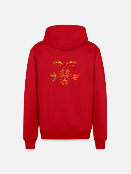 Zen face - Organic Relaxed Hooded Jacket Made in EU - red