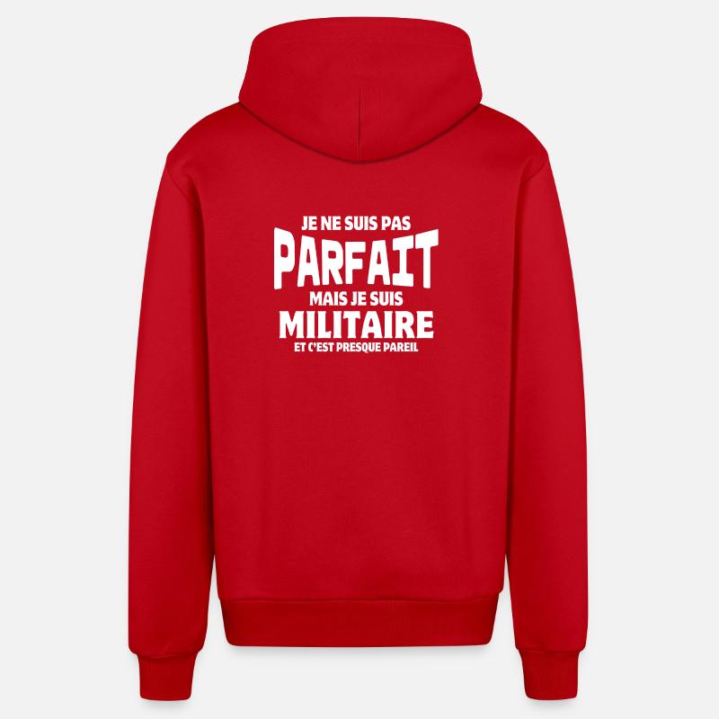 militaire, armée de terre - Veste à capuche bio décontractée fabriquée en UE - rouge