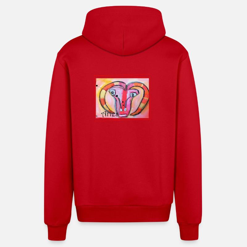 Widder Regenbogen Himmlische Kunst - Organic Relaxed Kapuzenjacke Made in EU - Rot