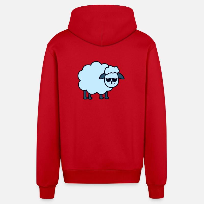 Lunettes de soleil Bleu mouton - Veste à capuche bio décontractée fabriquée en UE - rouge