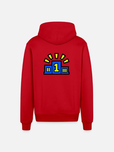 Winner Podium Place 1 Champion - Organic Relaxed Hooded Jacket Made in EU - red