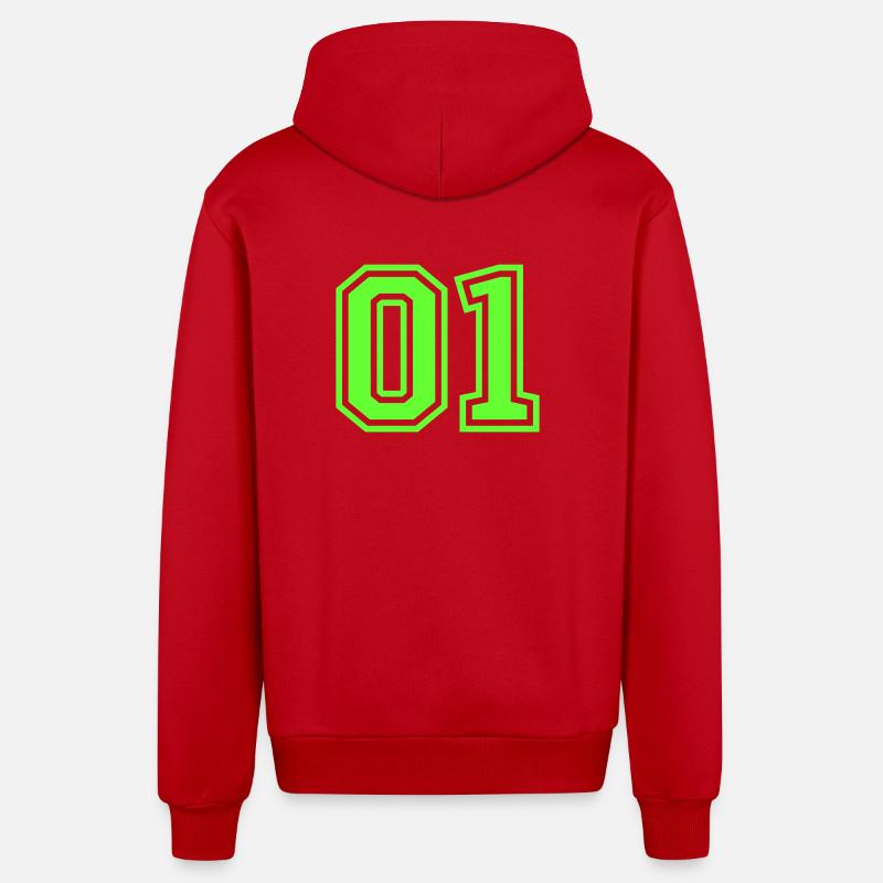 Numéro 01 - Veste à capuche bio décontractée fabriquée en UE - rouge