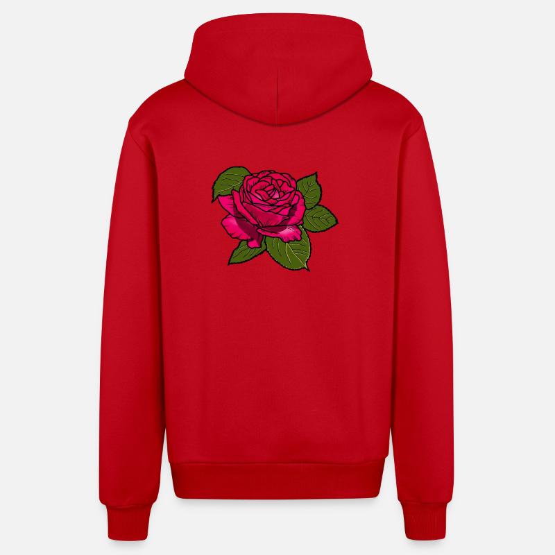 Rose - Veste à capuche bio décontractée fabriquée en UE - rouge