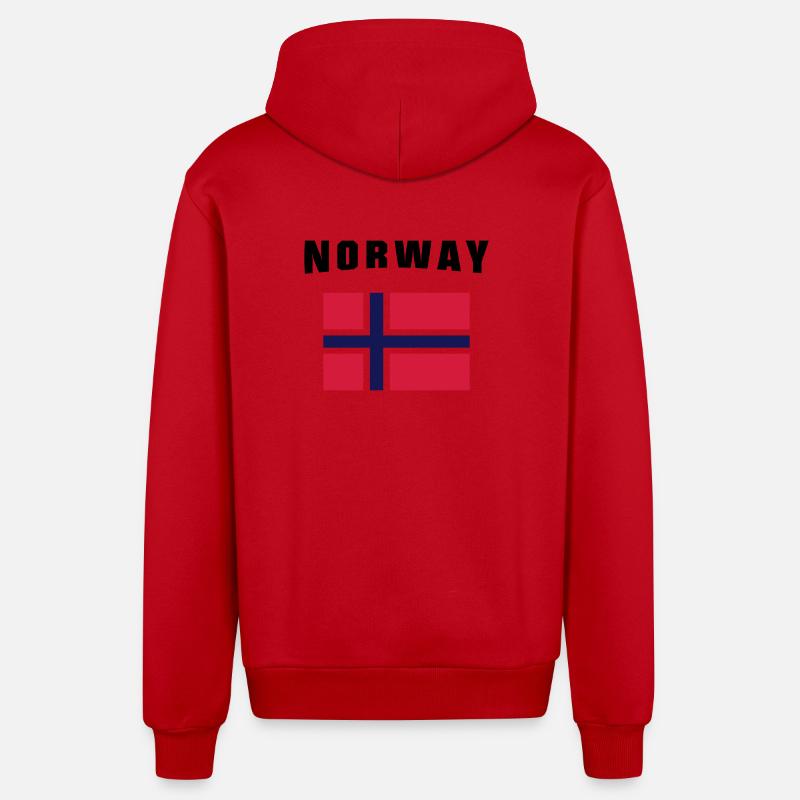 Norway Flag - Veste à capuche bio décontractée fabriquée en UE - rouge