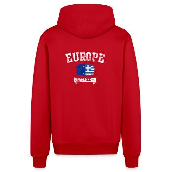 Europa Griechenland Flaggenfusion - Organic Relaxed Kapuzenjacke Made in EU - Rot - Hinten