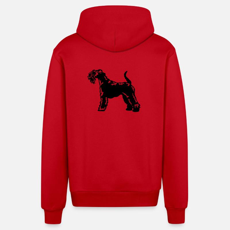 Kerry Blue Terrier - Veste à capuche bio décontractée fabriquée en UE - rouge