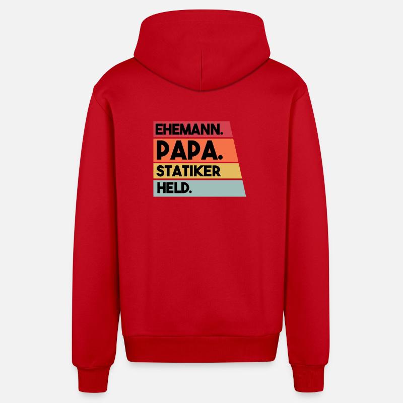 Husband Dad Structural Engineer Hero - Organic Relaxed Hooded Jacket Made in EU - red