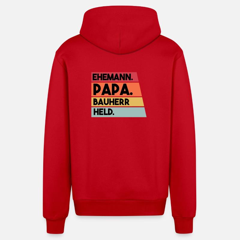 Ehemann Papa Bauherr Held - Organic Relaxed Kapuzenjacke Made in EU - Rot