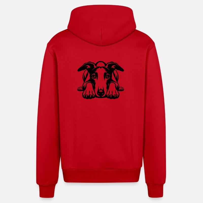 Tête de whippet avec pattes - Veste à capuche bio décontractée fabriquée en UE - rouge