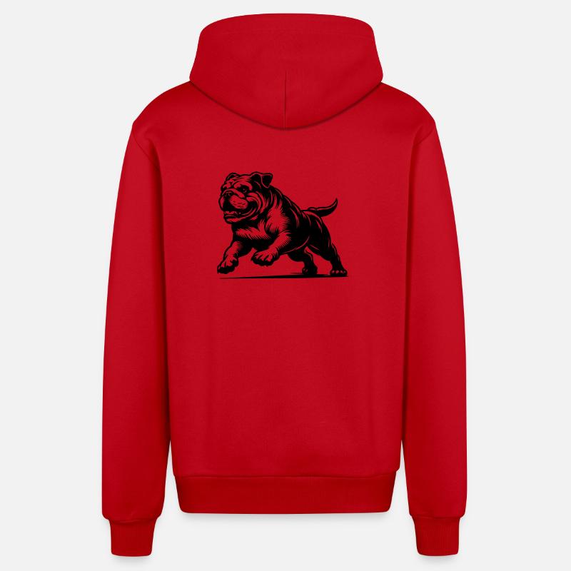 Bouledogue anglais - Veste à capuche bio décontractée fabriquée en UE - rouge