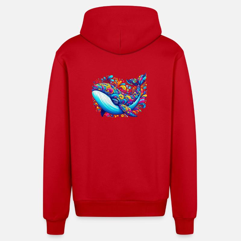 Baleine - Veste à capuche bio décontractée fabriquée en UE - rouge