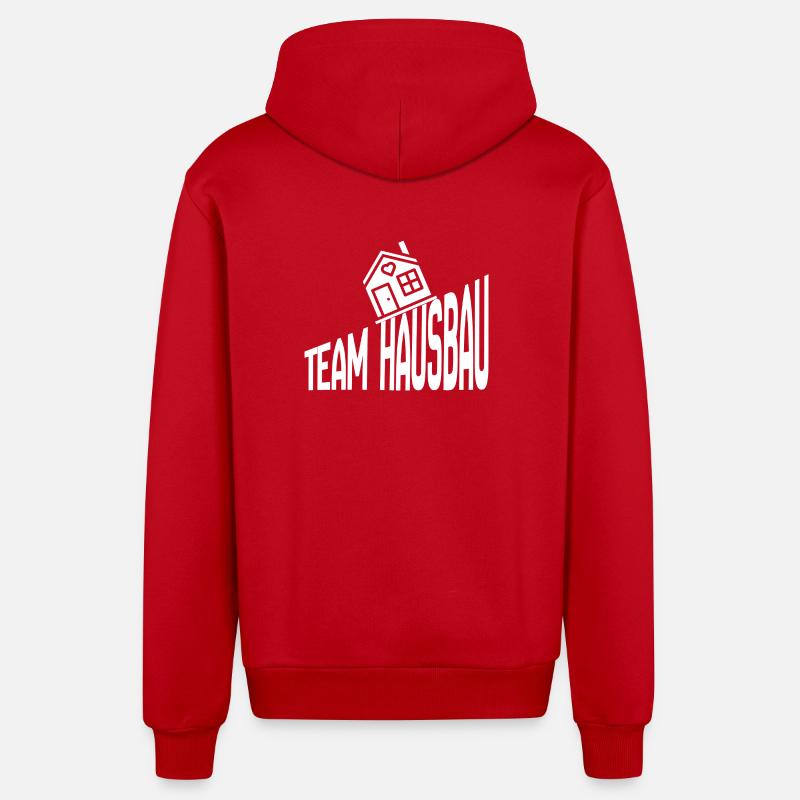 Construction de maisons d’équipe - Veste à capuche bio décontractée fabriquée en UE - rouge