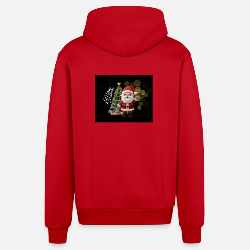 Gestrickter Santa mit Weihnachtsbaum - Organic Relaxed Kapuzenjacke Made in EU - Rot
