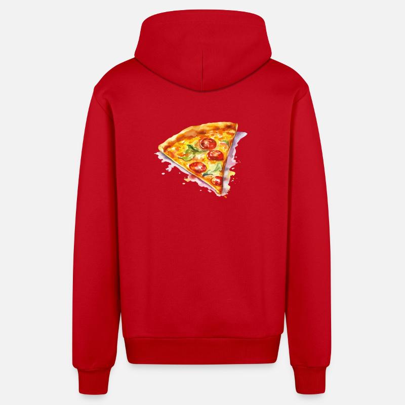 Tranche de pizza aquarelle - Veste à capuche bio décontractée fabriquée en UE - rouge